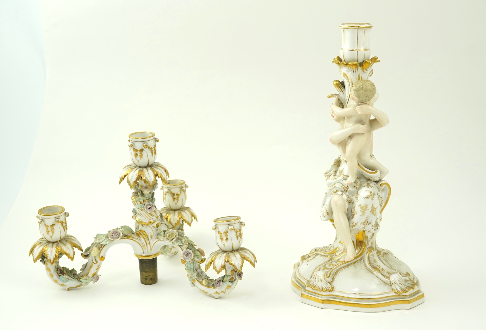 A Meissen figural candelabra, late 19th century